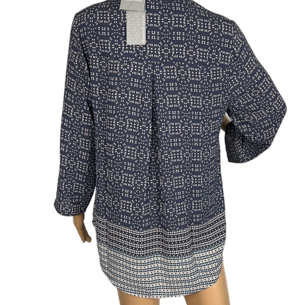 Daniel Rainn Women's Pullover Blouse Blue Gray Size M Oversized Fit Layering NWT - Picture 3 of 10